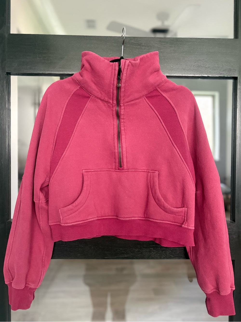 Lululemon Scuba Oversized Funnel Neck Half Zip Crop Sweatshirt Burgundy Red - S